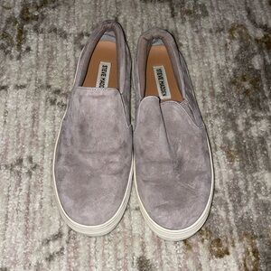 Steve Madden gray suede slip on shoes